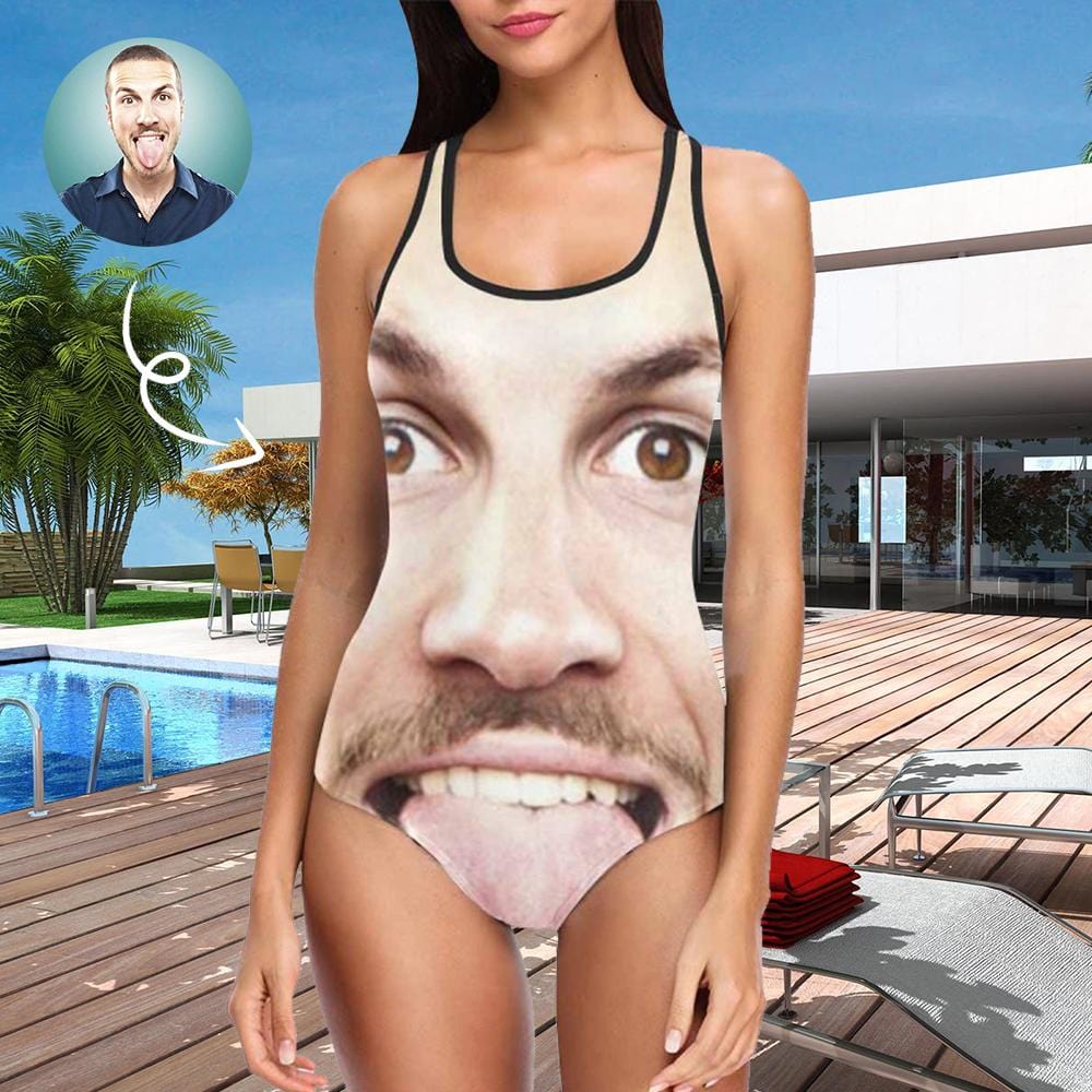 Custom Custom Face Funny Swimsuit Personalized Photo Women's Tank Top Bathing Swimsuit Gift For Her - YesCustom