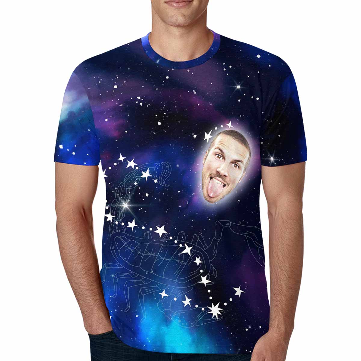 Custom Custom Face Galaxy Constellation Unique Design All Over Print T-shirt For Men Boyfriend Special Gift - YesCustom