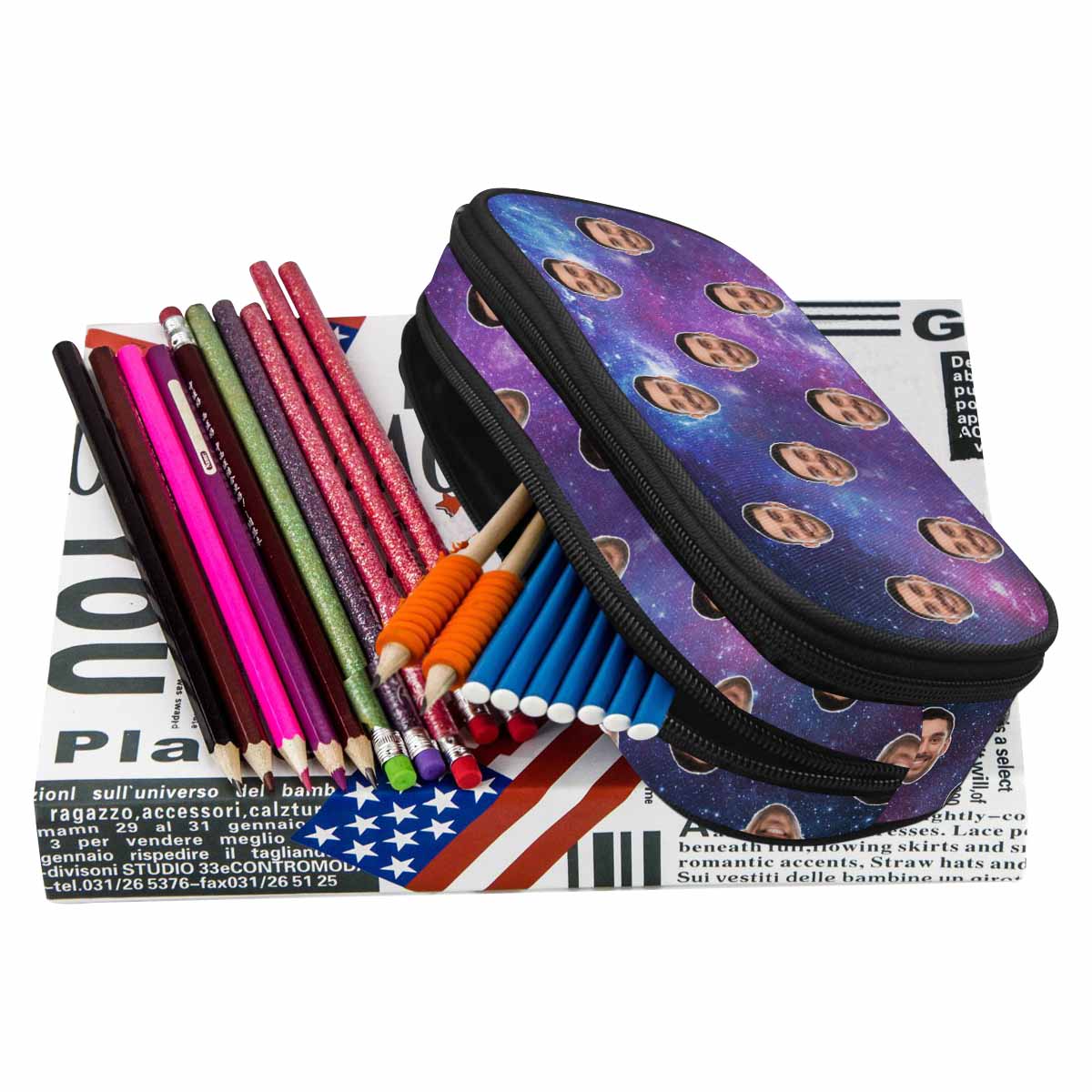 Custom Custom Face Galaxy Pencil Pouch - YesCustom