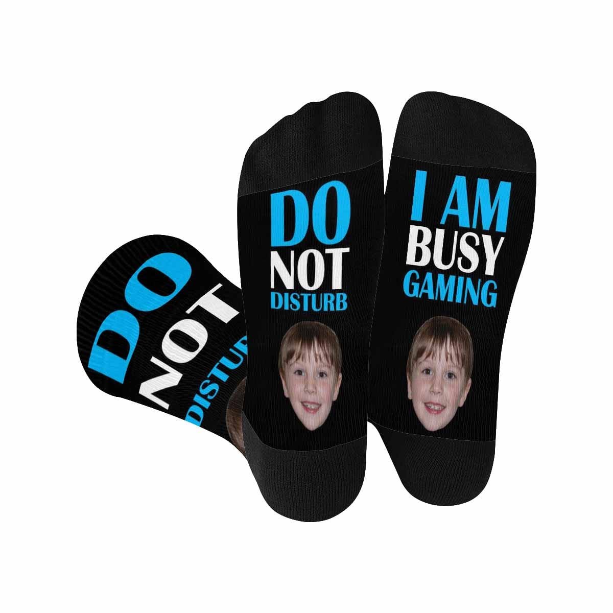 Custom Custom Face Gaming Socks I Am Busy Sublimated Crew Socks Gifts Ideas for Men, Fathers, Teens, Husband - YesCustom