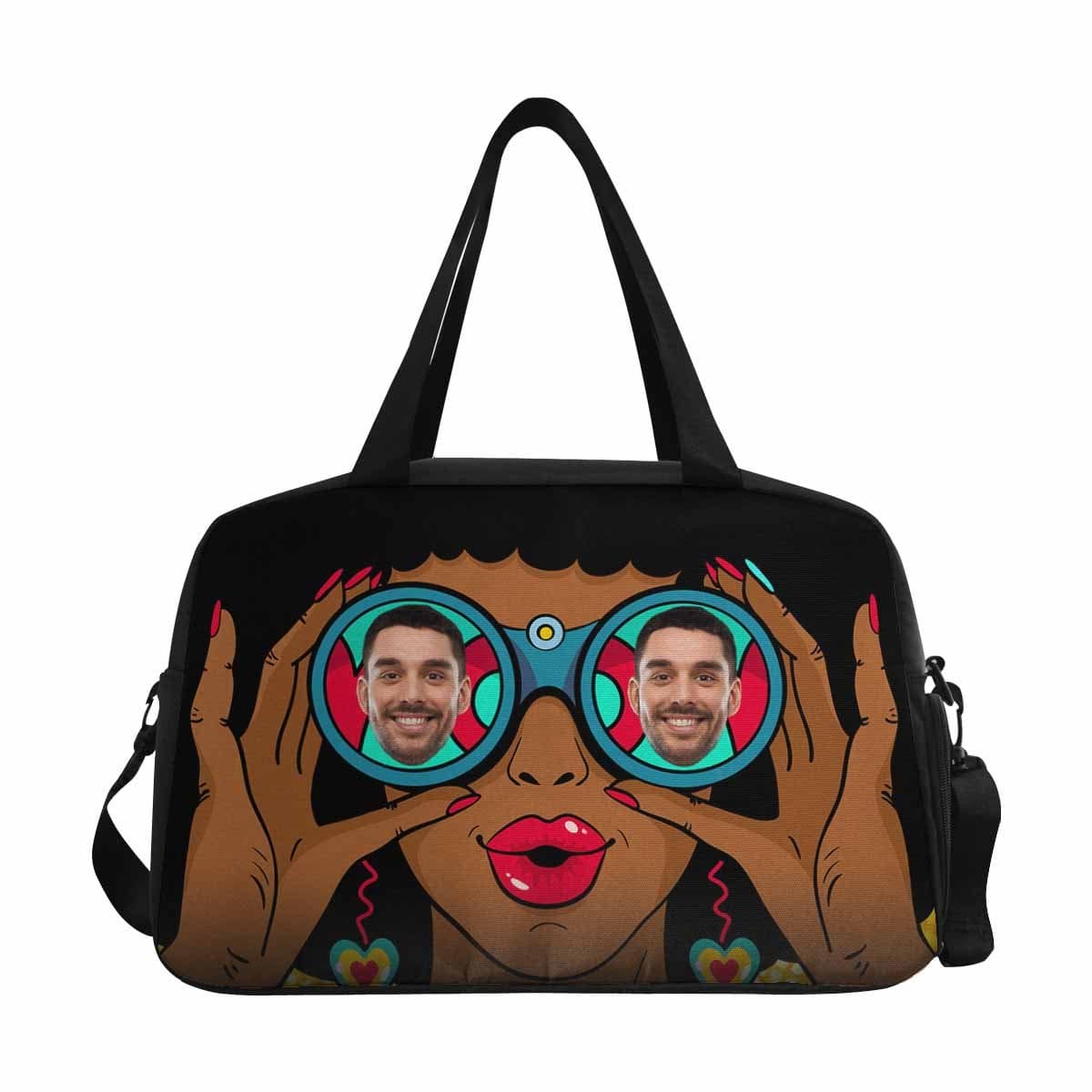 Custom Custom Face Girl Glasses Tote And Cross-body Travel Bag - YesCustom