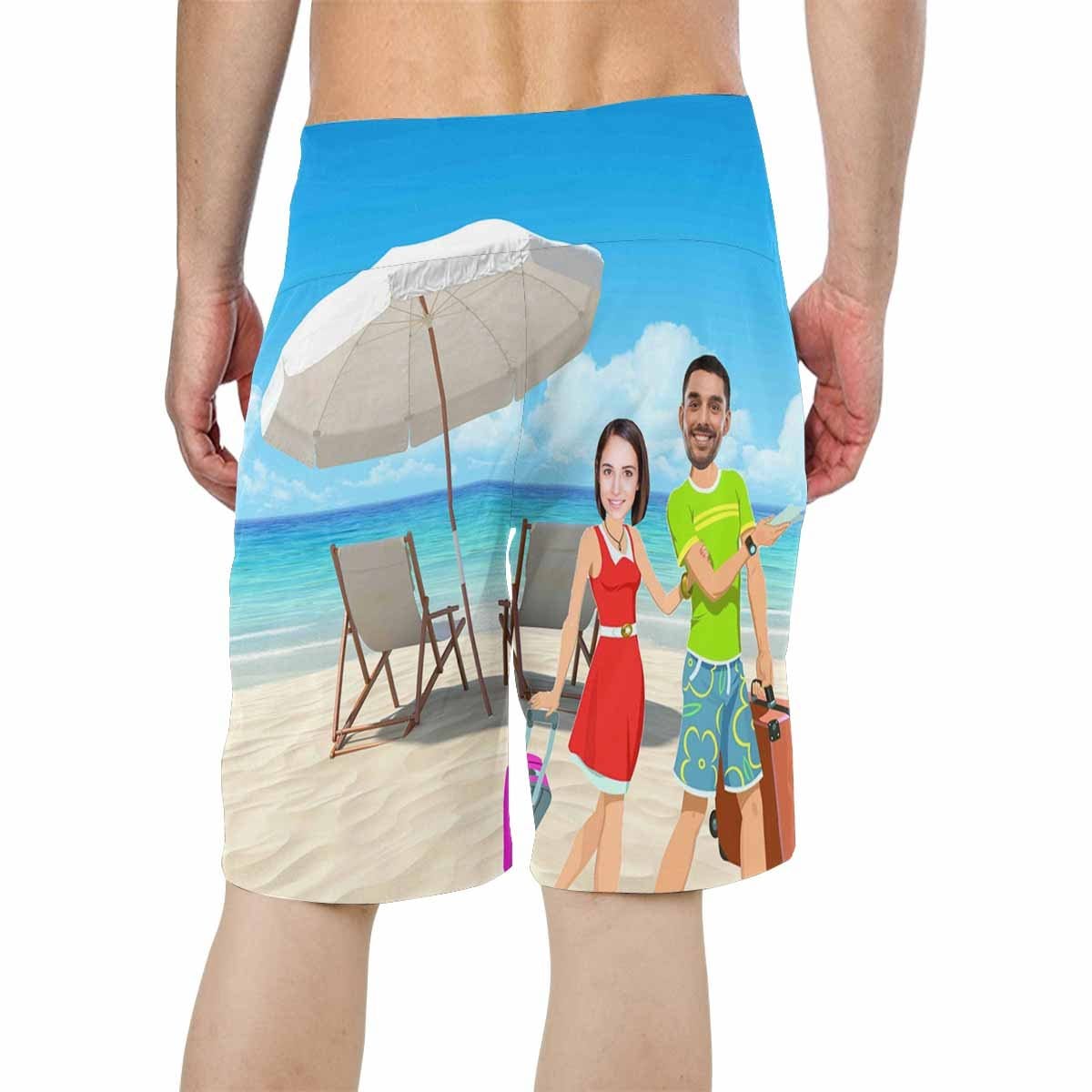 Custom Custom Face Go To Beach Men's All Over Print Beach Shorts - YesCustom
