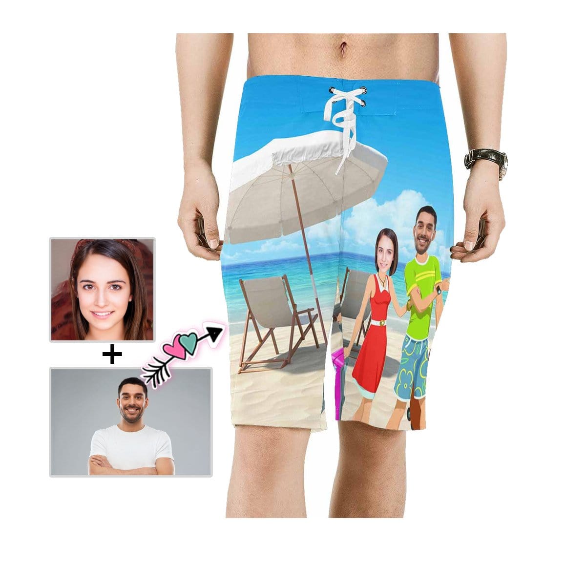 Custom Custom Face Go To Beach Men's All Over Print Beach Shorts - YesCustom