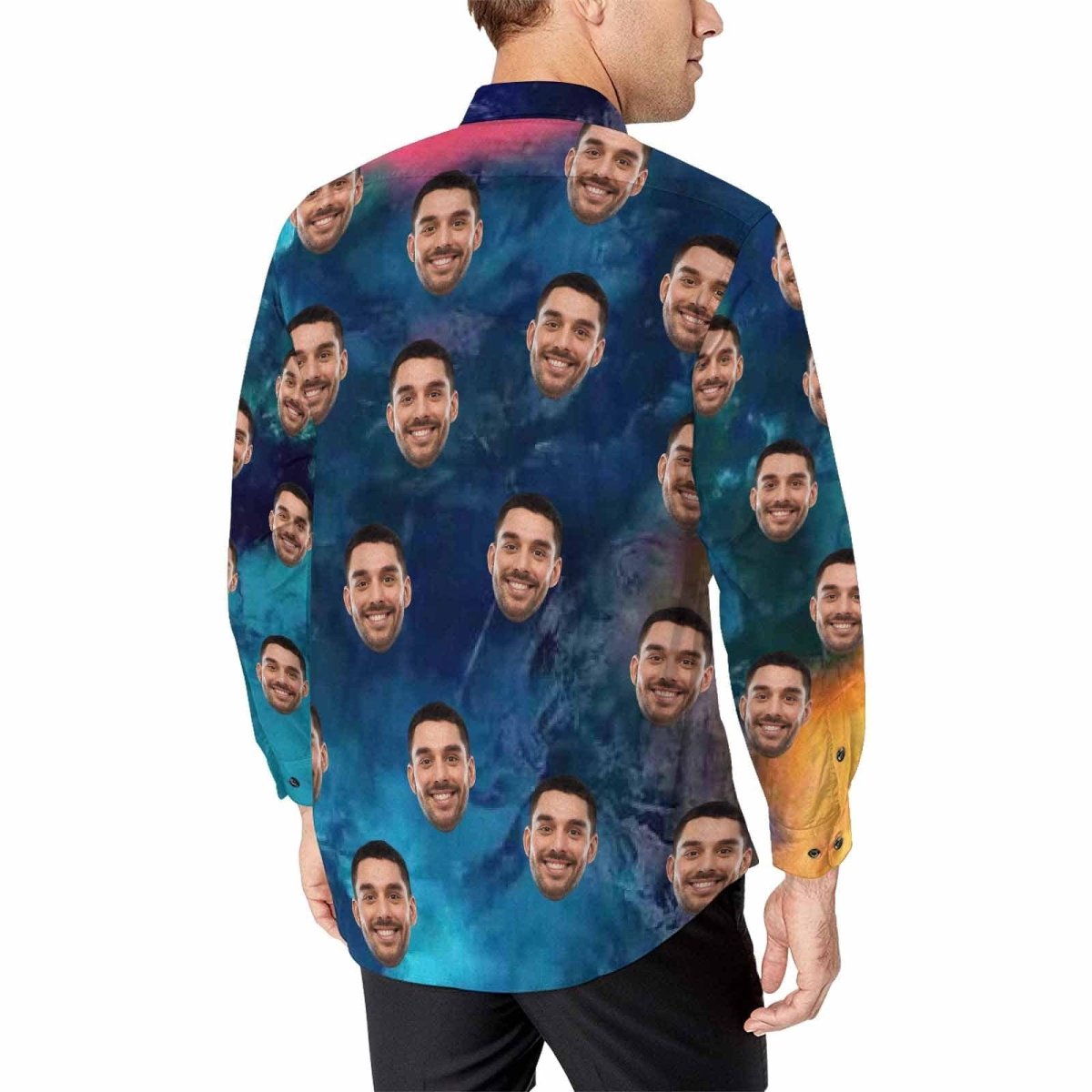 Custom Custom Face Gorgeous Men's Long Sleeve Dress Shirt - YesCustom