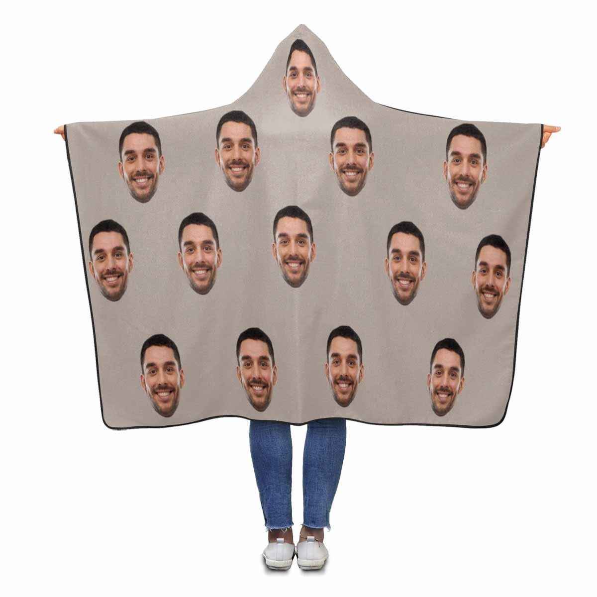 Custom Custom Face Gray Hooded Blanket - YesCustom