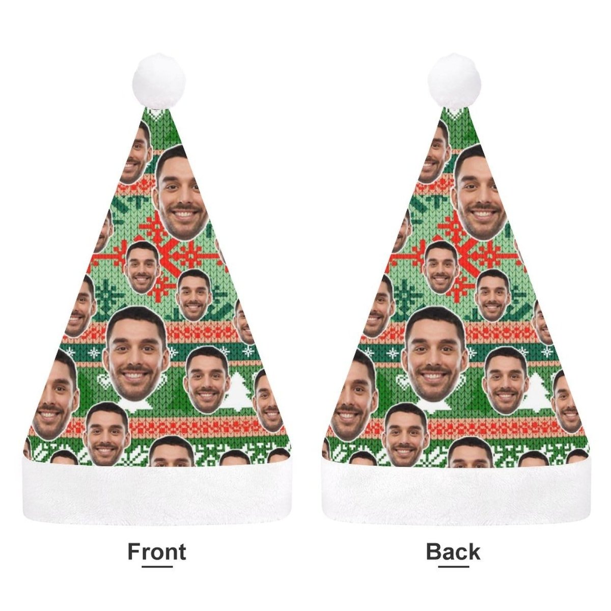 Custom Custom Face Green Christmas Hat - YesCustom