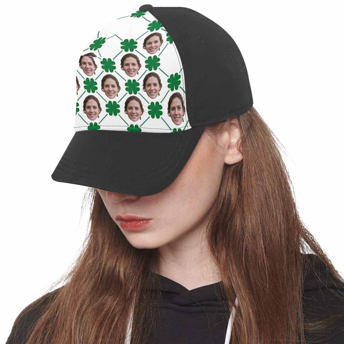 Custom Custom Face Green Clover Snapback Hat G - YesCustom