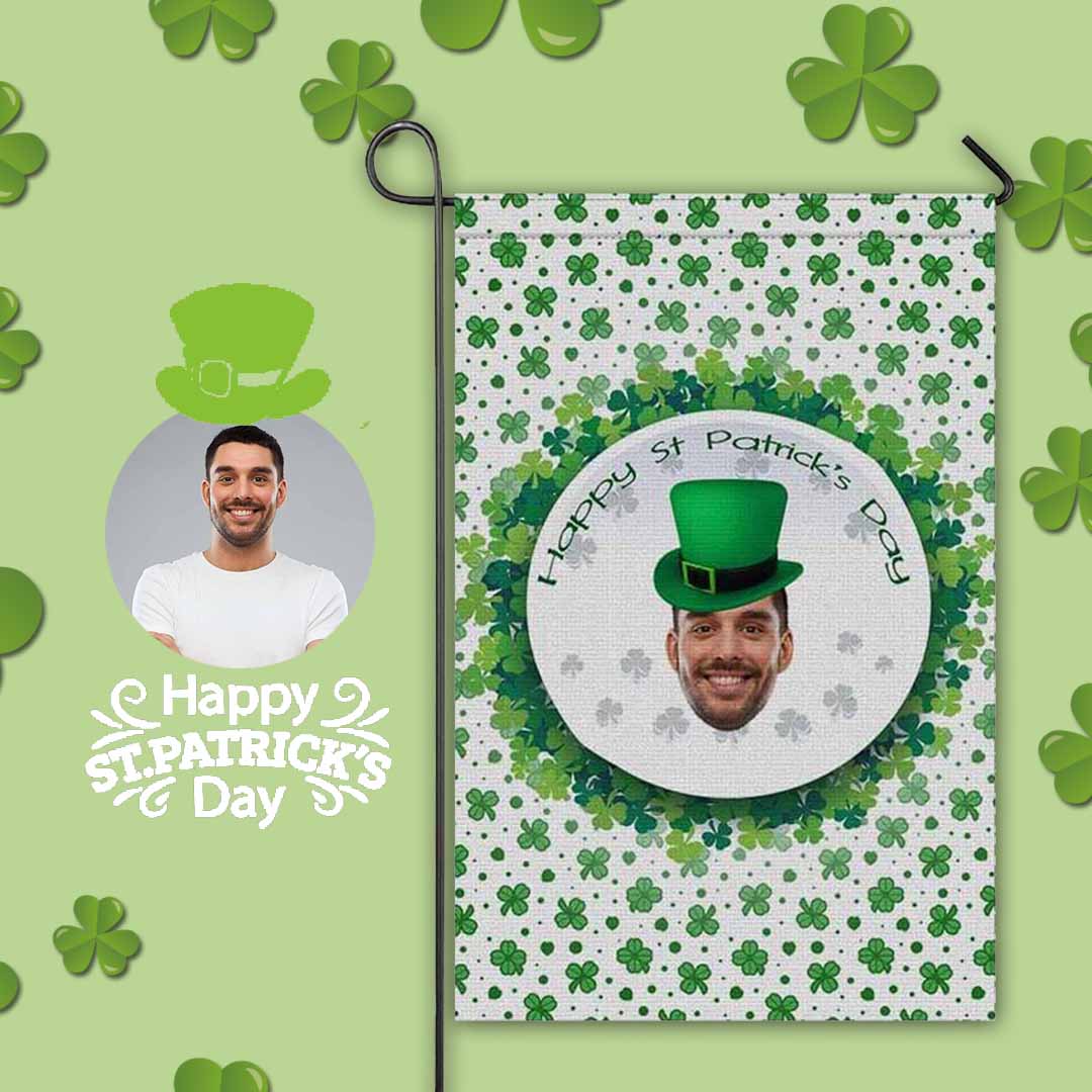 Custom Custom Face Green Hat Flower Garden Flag - YesCustom