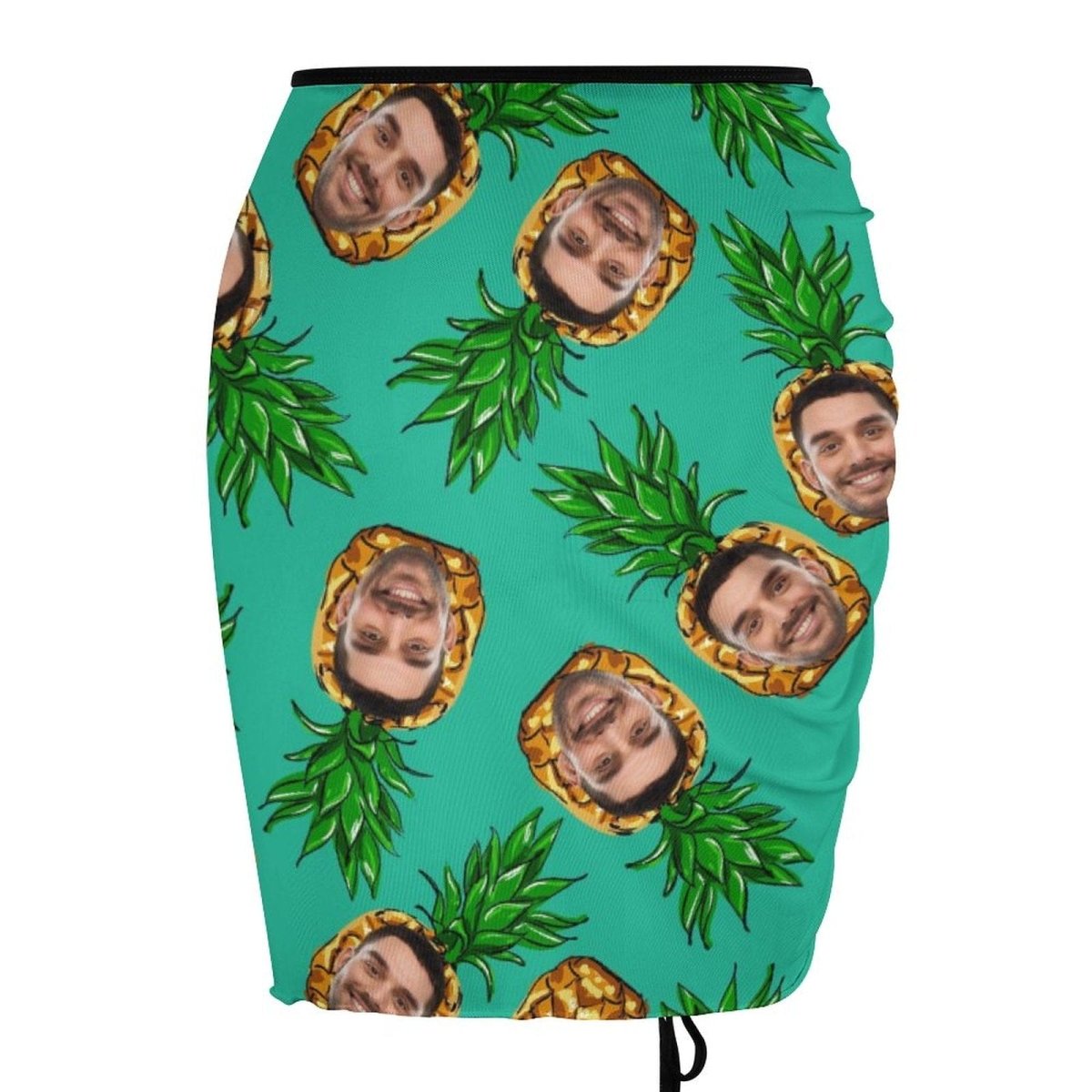 Custom Custom Face Green Pineapple Beach Skirt Women's Swimwear Short Dress Swimsuit Bottom Personalized Women's Swim Dress Short Skirt - YesCustom