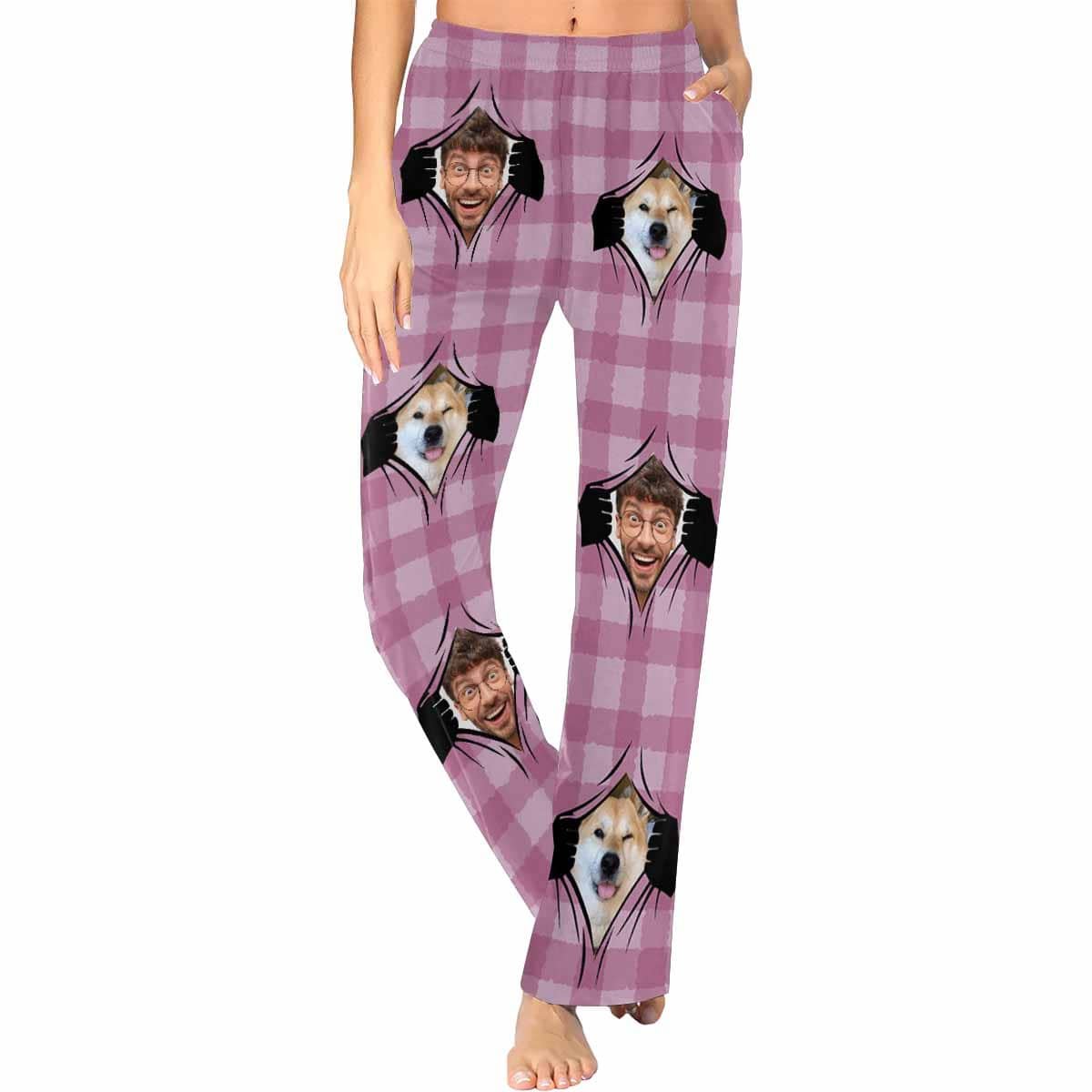 Custom Custom Face Grid Family Matching Long Pajama Pants Personalized Sleepwear Slumber Party - YesCustom