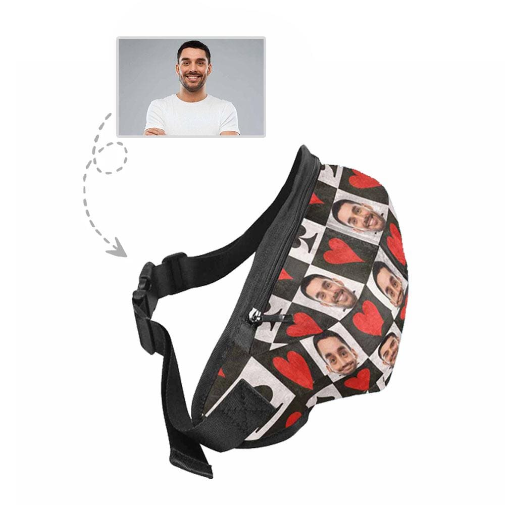 Custom Custom Face Grid Heart Waist Bag - YesCustom