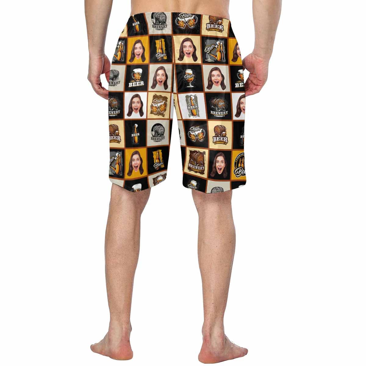 Custom Custom Face Grid Personalized Photo Men's Elastic Beach Shorts - YesCustom