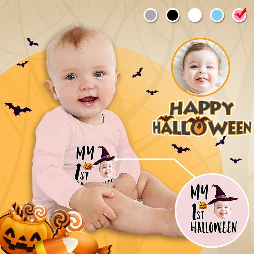 Custom Custom Face Halloween Gift Bubble Romper Personalized Triangular Baby Jumpsuit Bubble - YesCustom