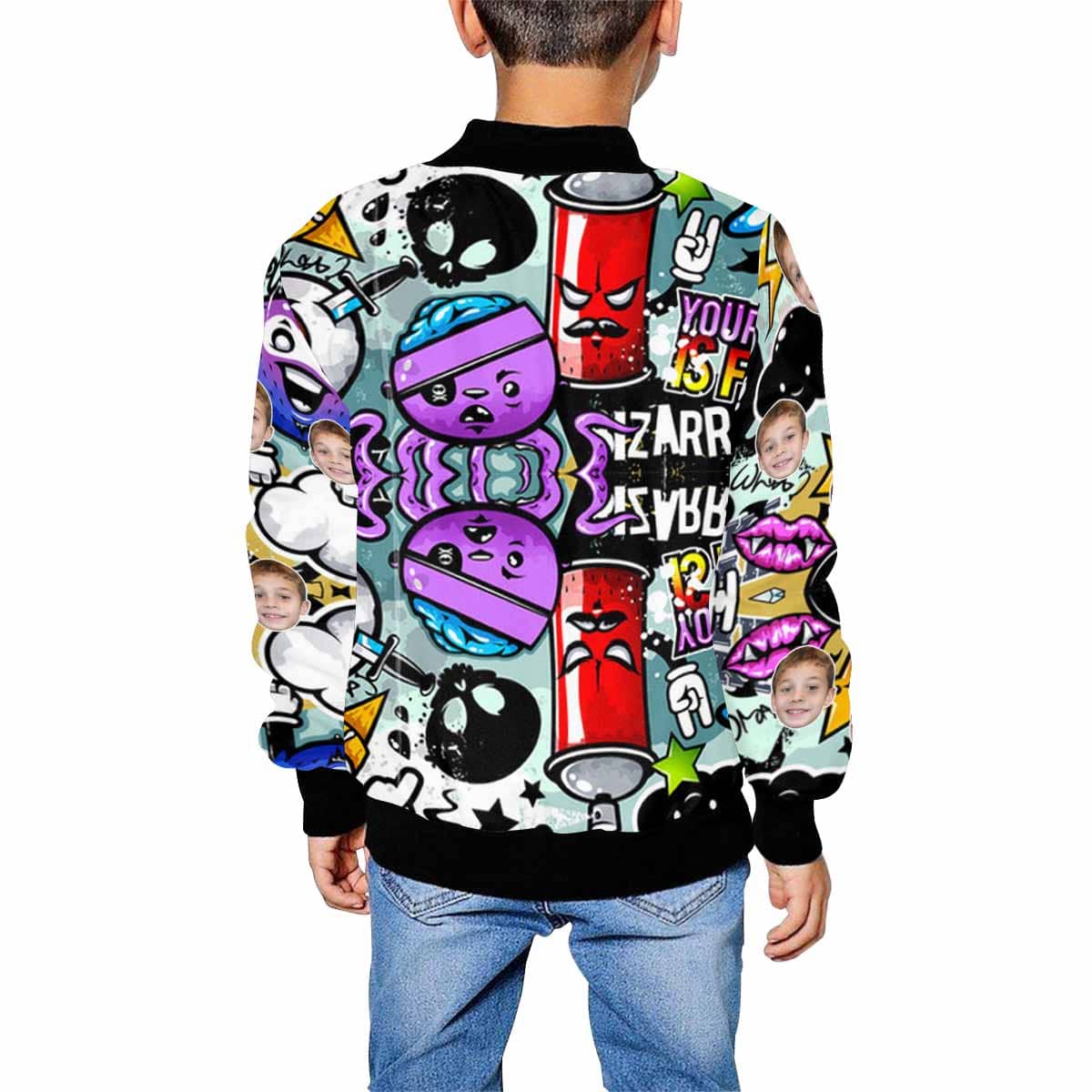 Custom Custom Face Hand Painted Kid's All Over Print Bomber Jacket - YesCustom