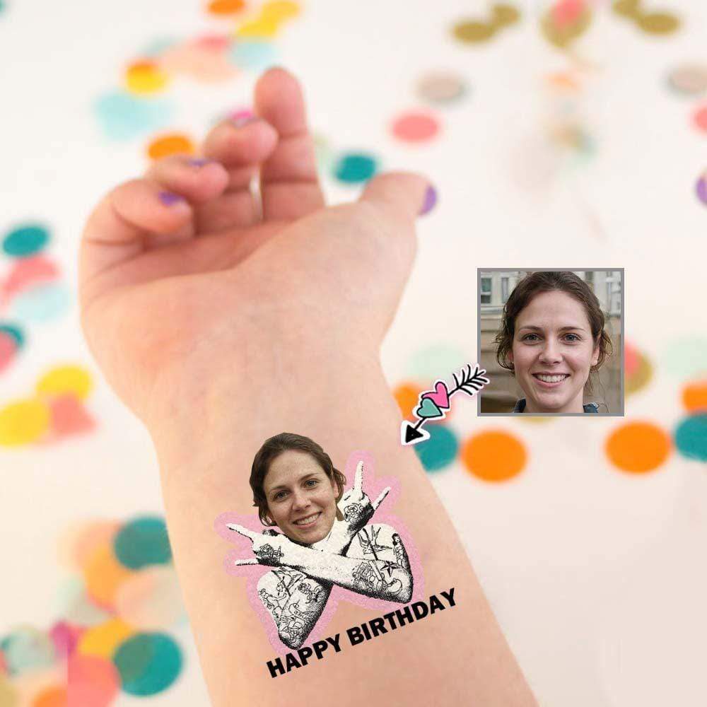Custom Custom Face Happy Birthday Handssors Temporary Tattoo - YesCustom
