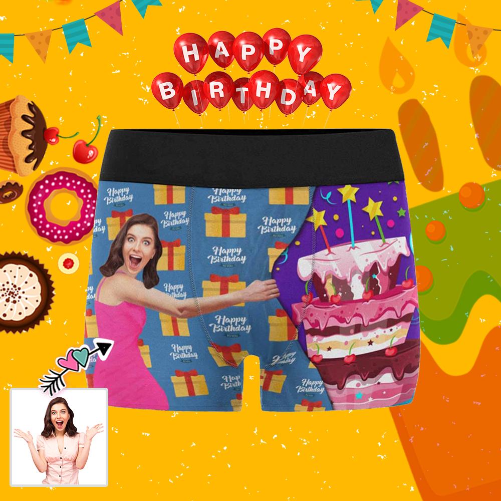 Custom Custom Face Happy Birthday Men's All-Over Print Boxer Briefs Peronalized Underwear with Photo Gift for Boyfriend/Husband - YesCustom
