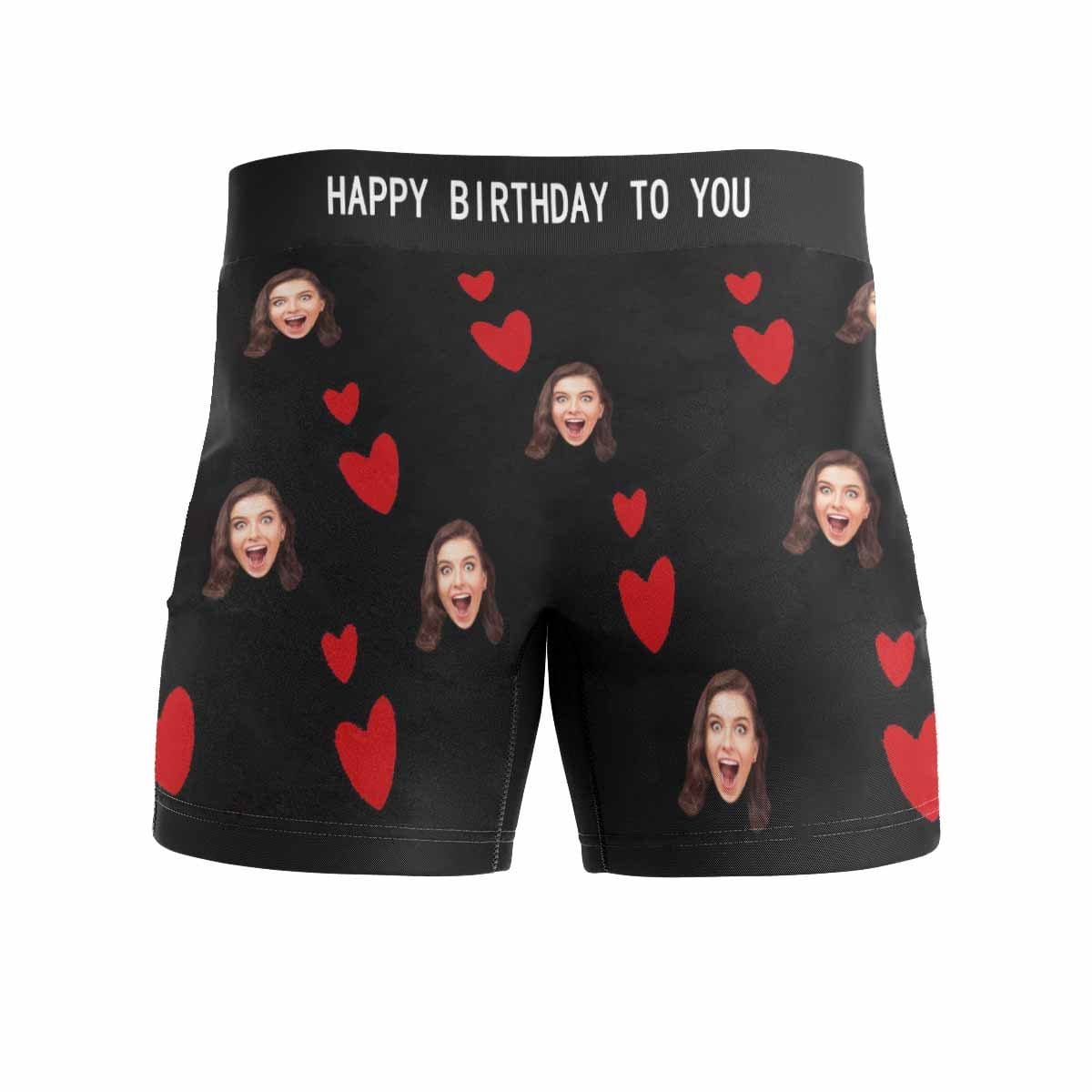 Custom Custom Face Happy Birthday To You Men's Boxer Briefs with Custom Waistband - YesCustom