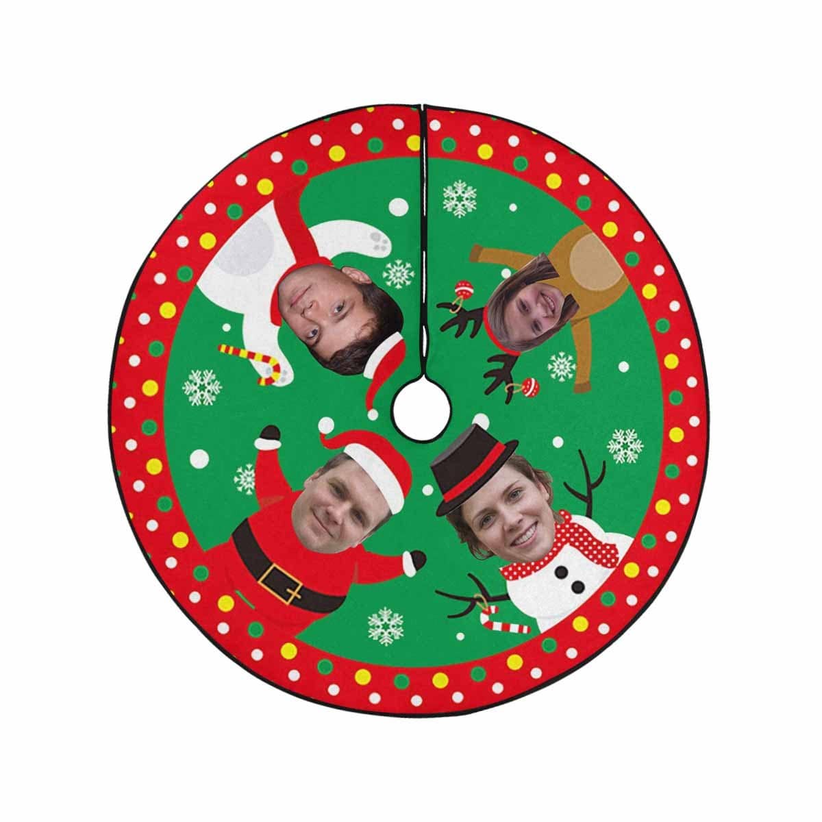 Custom Custom Face Happy Family Christmas Tree Skirt - YesCustom