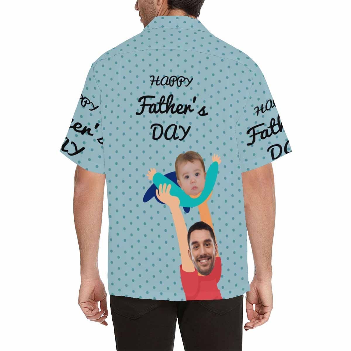 Custom Custom Face Happy Father's Day Hold Men's All Over Print Hawaiian Shirt - YesCustom
