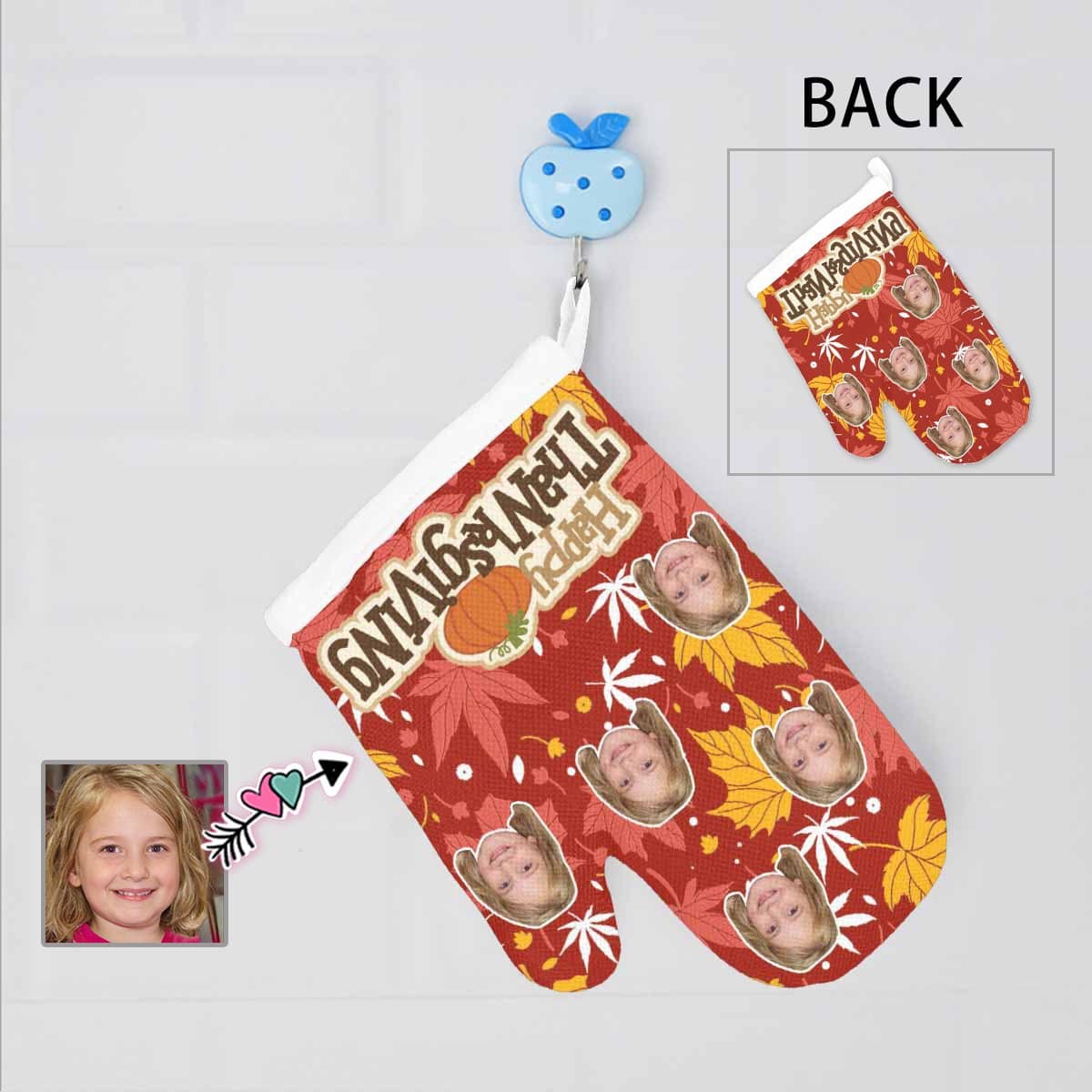 Custom Custom Face Happy Thanksgiving Heat Resistant Oven Mitt(A Pair) - YesCustom
