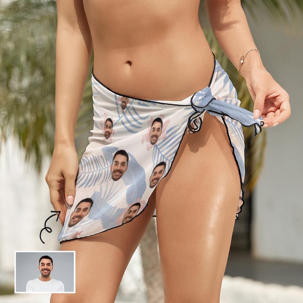 Custom Custom Face Happy Time Swim Bikini Coverup Personalised Short Sarongs Beach Wrap For Women Girls - YesCustom