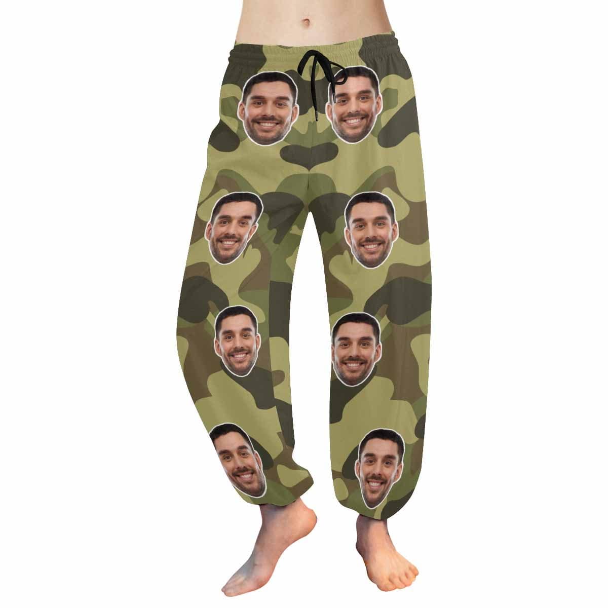 Custom Custom Face Harem Pants Camouflage Design Unisex All Over Print Personalized Yoga Pants - YesCustom