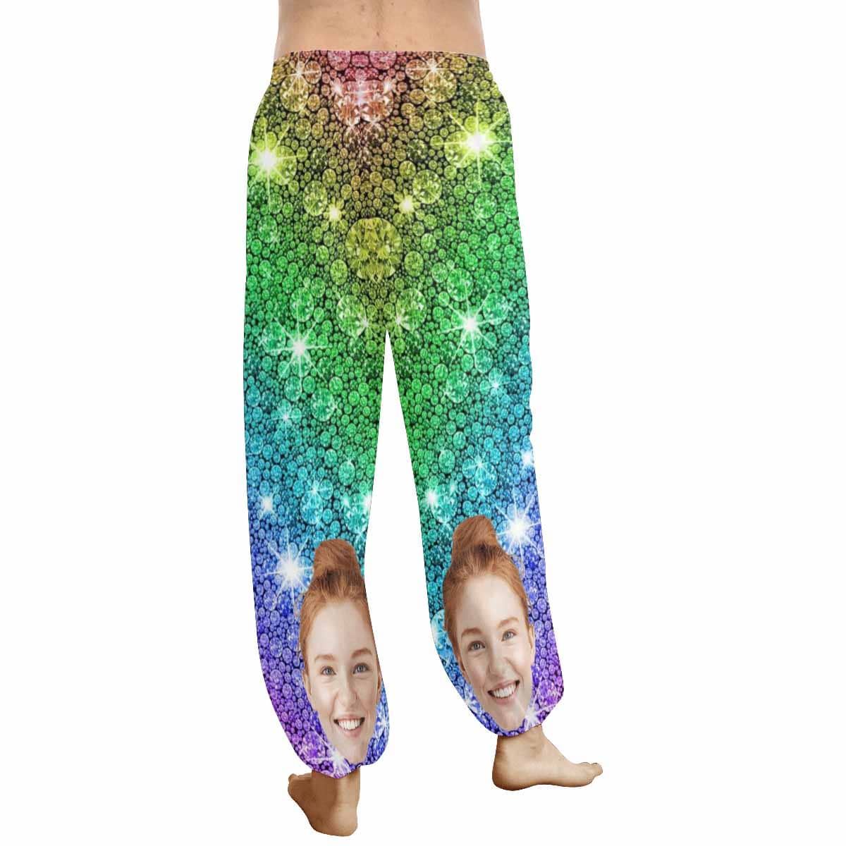 Custom Custom Face Harem Pants Colorful Shiny Unisex All Over Print Personalized Yoga Pants - YesCustom
