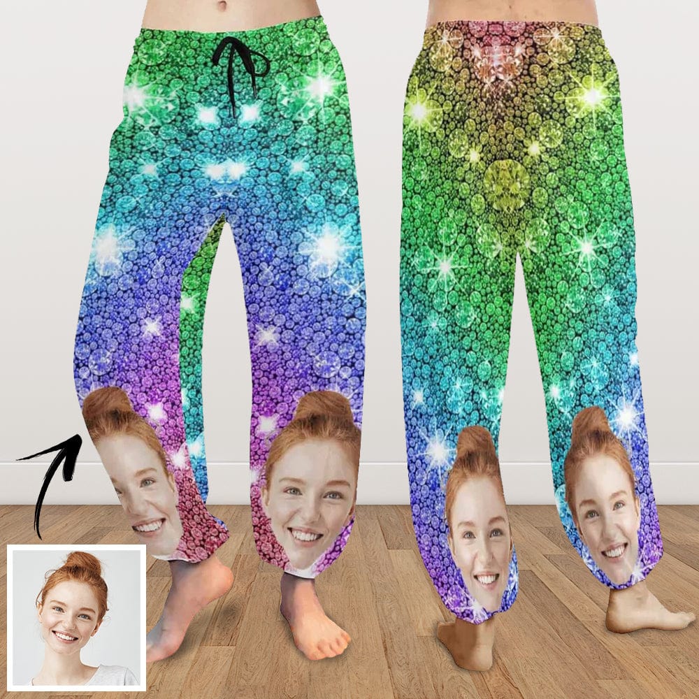 Custom Custom Face Harem Pants Colorful Shiny Unisex All Over Print Personalized Yoga Pants - YesCustom