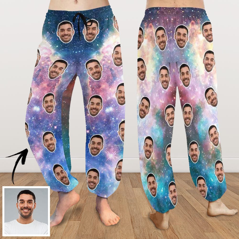 Custom Custom Face Harem Pants Galaxy Stars Unisex Colorful Personalized Yoga Pants - YesCustom