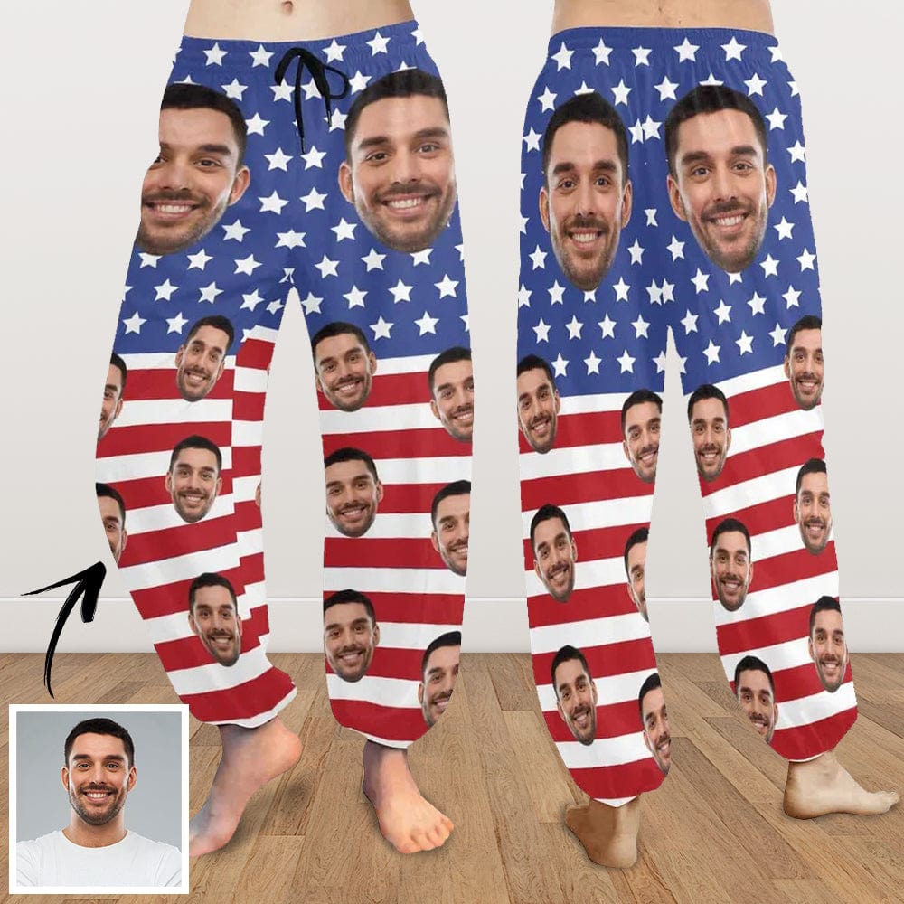Custom Custom Face Harem Pants Stars USA Flag Unisex All Over Print Personalized Yoga Pants - YesCustom