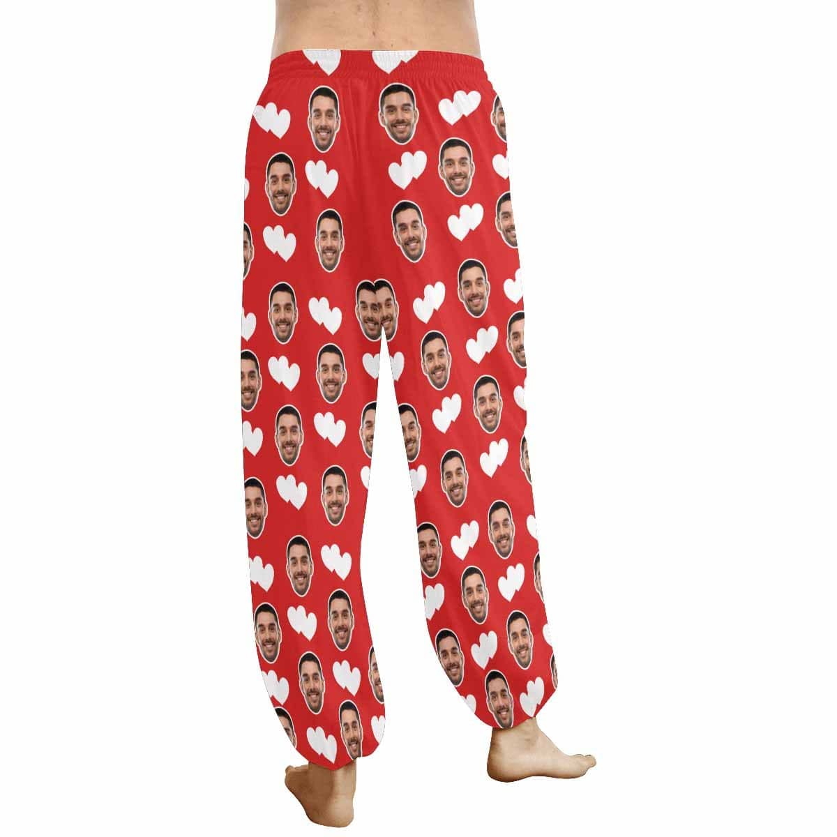 Custom Custom Face Harem Pants White Heart Unisex All Over Print Red Personalized Yoga Pants - YesCustom
