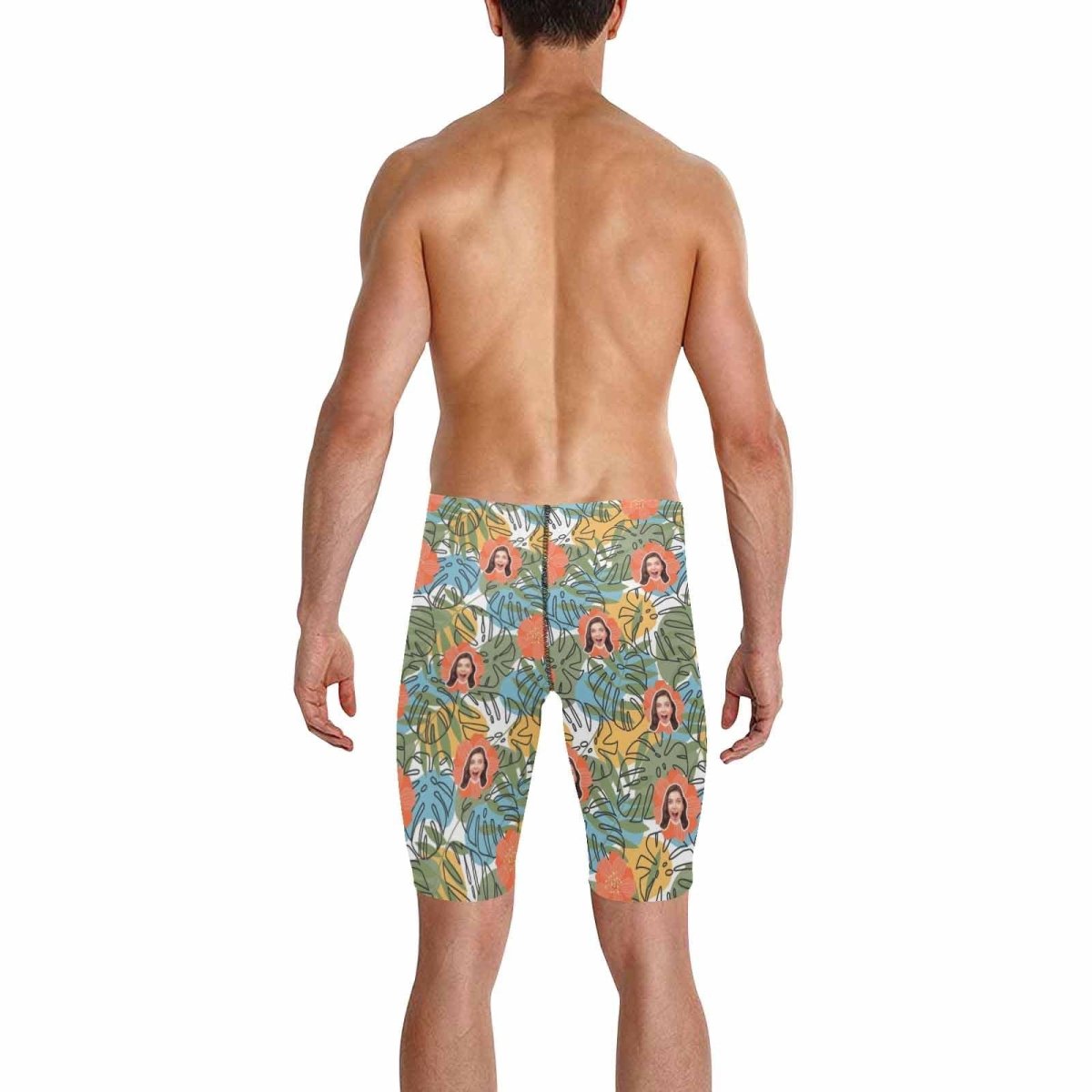Custom Custom Face Hawaii Style Men's Knee Surf Shorts Rash Guard Swim Trunks Mens Personalized Swimsuit Bathing Suit With Girlfriend's Face on - YesCustom