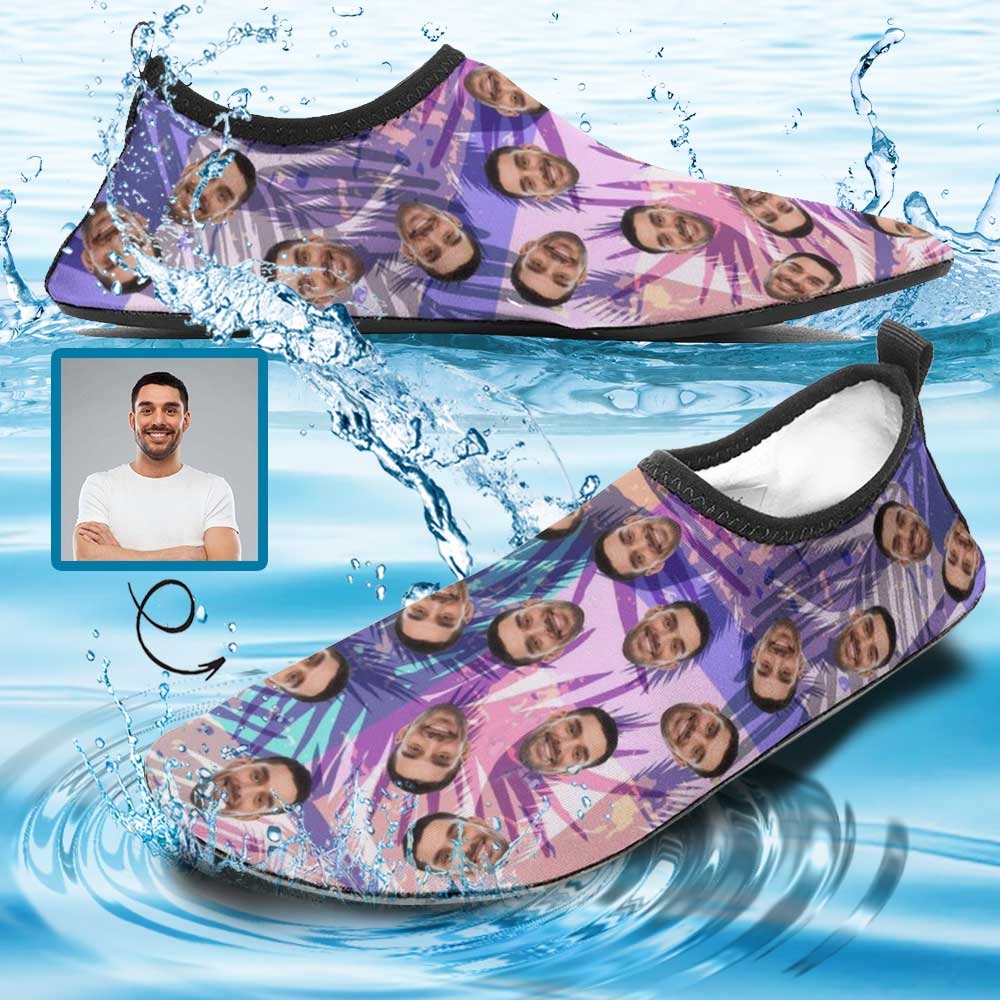 Custom Custom Face Hawaiian Diving Slip-on for sport Quick-Dry Shoes Beach Swimming Shoes Aqua Shoes Barefoot Shoes Outdoor Water Shoes - YesCustom
