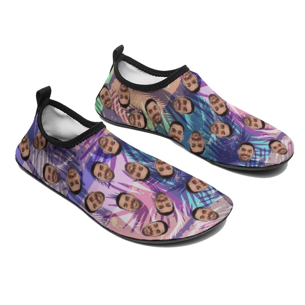 Custom Custom Face Hawaiian Diving Slip-on for sport Quick-Dry Shoes Beach Swimming Shoes Aqua Shoes Barefoot Shoes Outdoor Water Shoes - YesCustom
