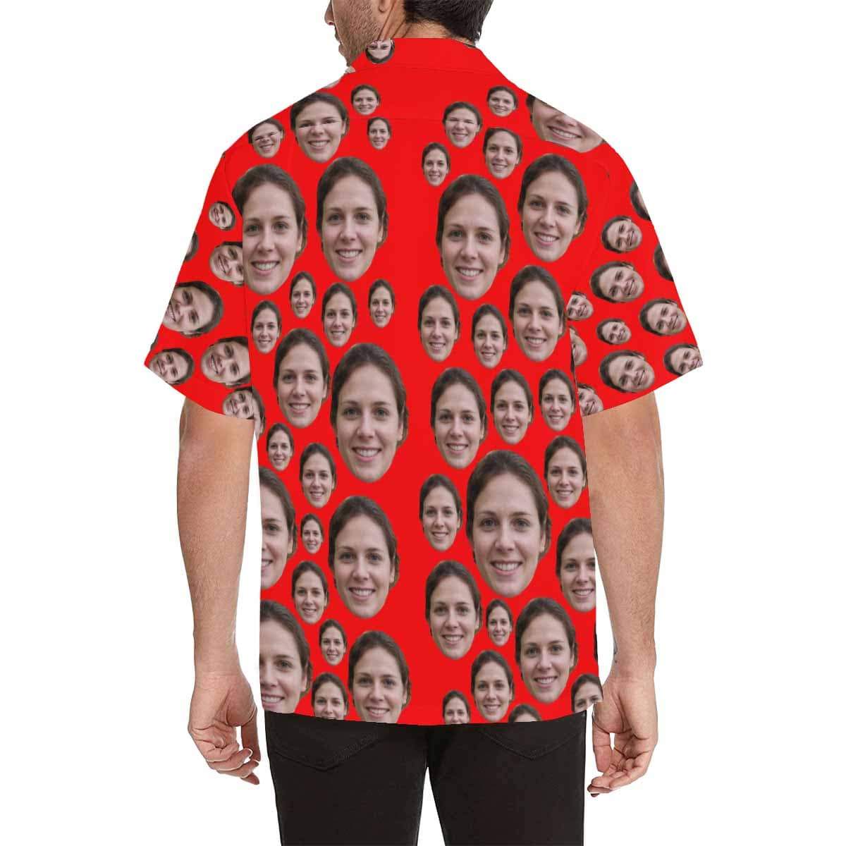 Custom Custom Face Hawaiian Shirt Lover Red Create Your Own Hawaiian Shirt Face on Shirt Birthday Gift for Him - YesCustom