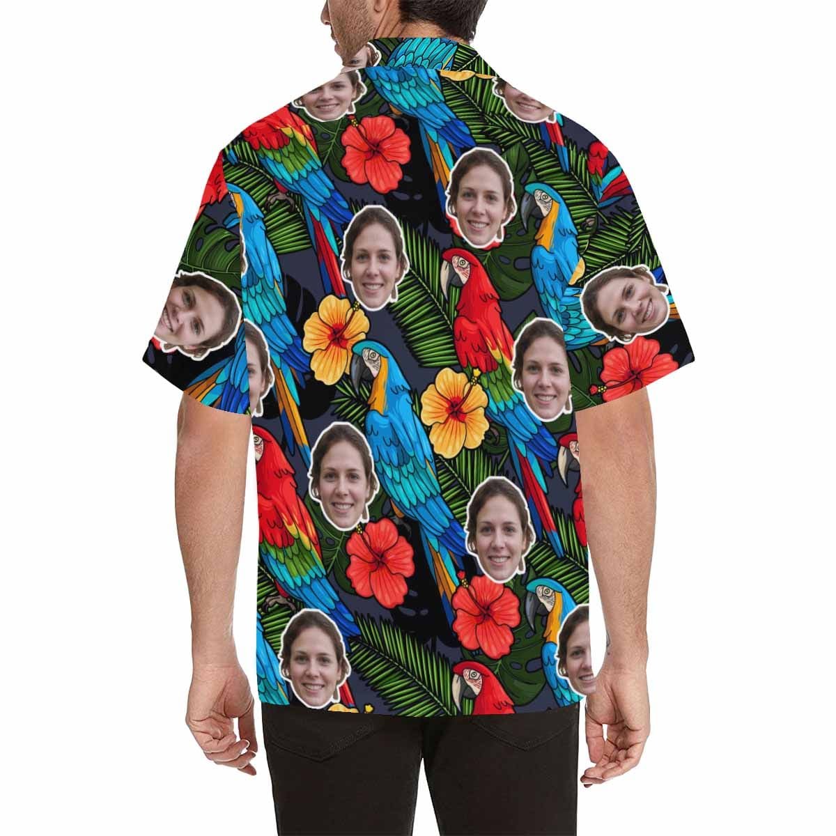 Custom Custom Face Hawaiian Shirt Parrot Colorful Tropical Aloha Shirt Birthday Vacation Party Gift - YesCustom