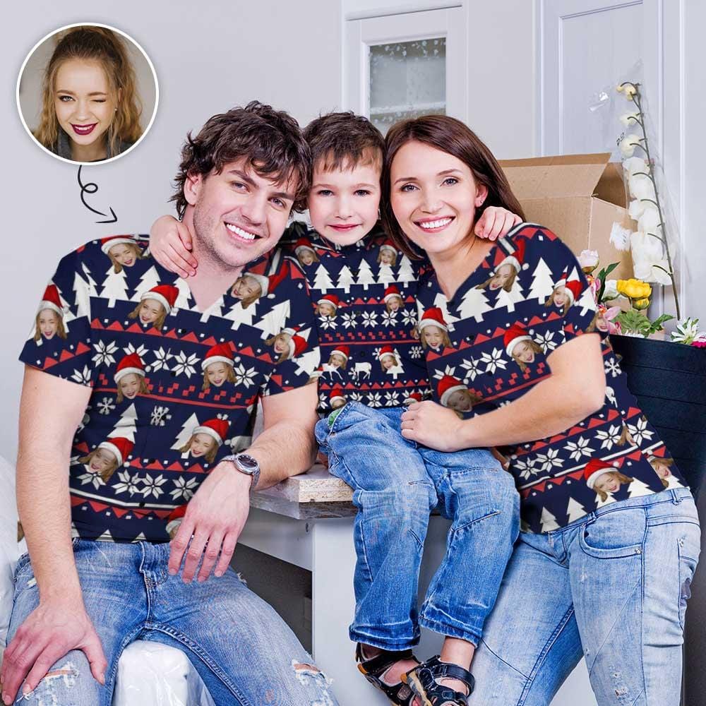 Custom Custom Face Hawaiian Shirts Face Snow Christmas Unisex & Teenage Face Shirt Personalized Hawaiian Shirts - YesCustom