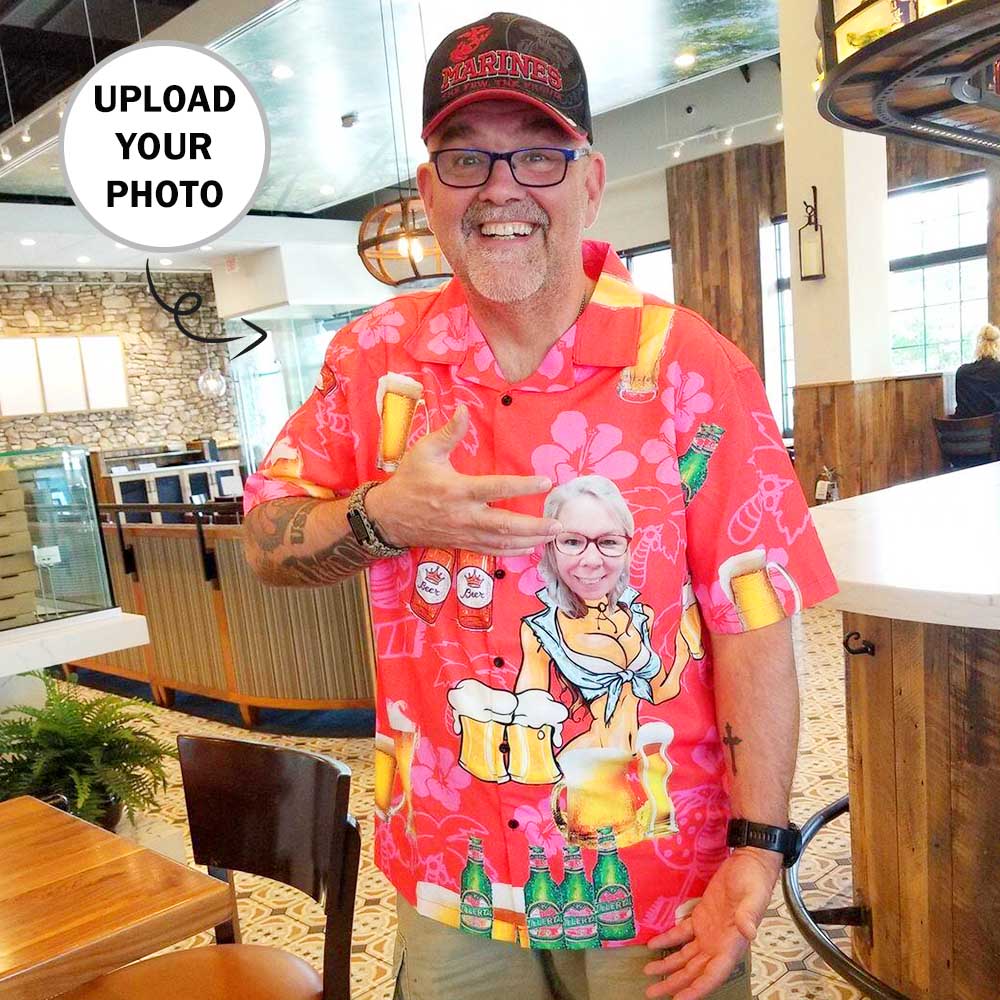 Custom Custom Face Hawaiian Shirts for Boyfriend/Husband Beer Aloha Shirts Gift Personalized Hawaiian Shirts Made for You Face Shirt - YesCustom