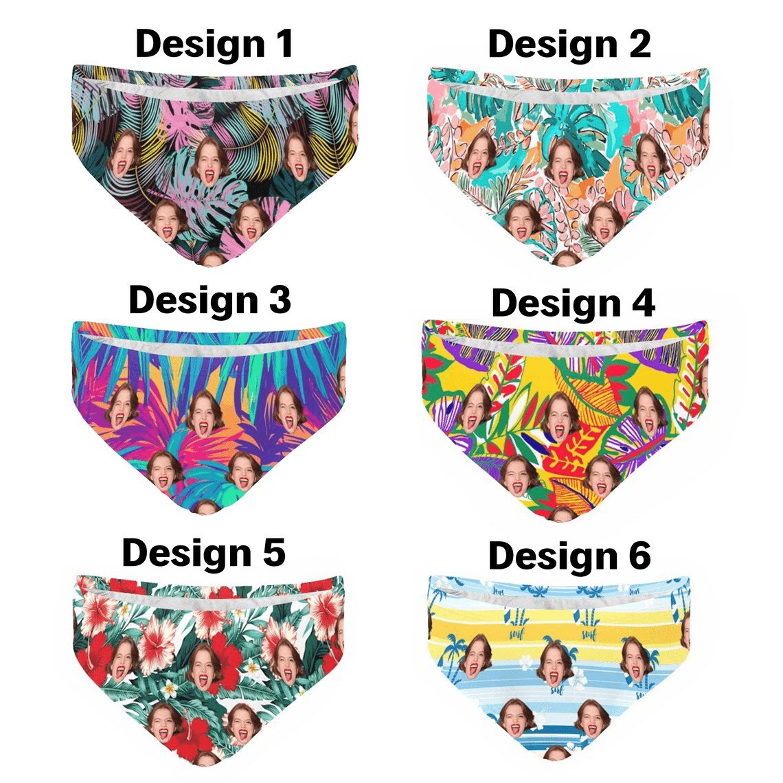 Custom Custom Face Hawaiian Tropical Flowers Men's Triangle Swim Briefs Swim Shorts for Swimming Water Sports - YesCustom