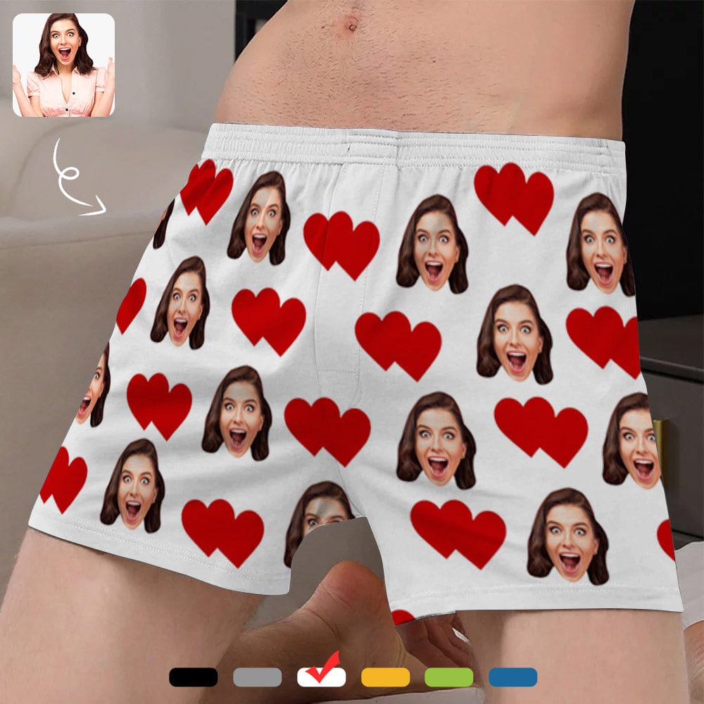 Custom Custom Face Heart Multicolor Boxer Shorts Pure Cotton Shorts for Men - YesCustom