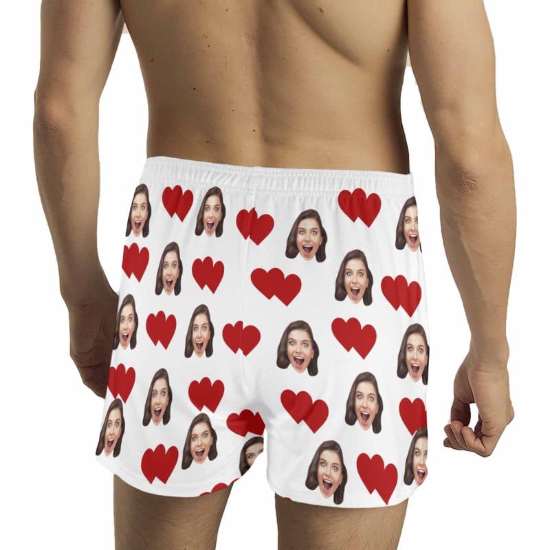 Custom Custom Face Heart Multicolor Boxer Shorts Pure Cotton Shorts for Men - YesCustom