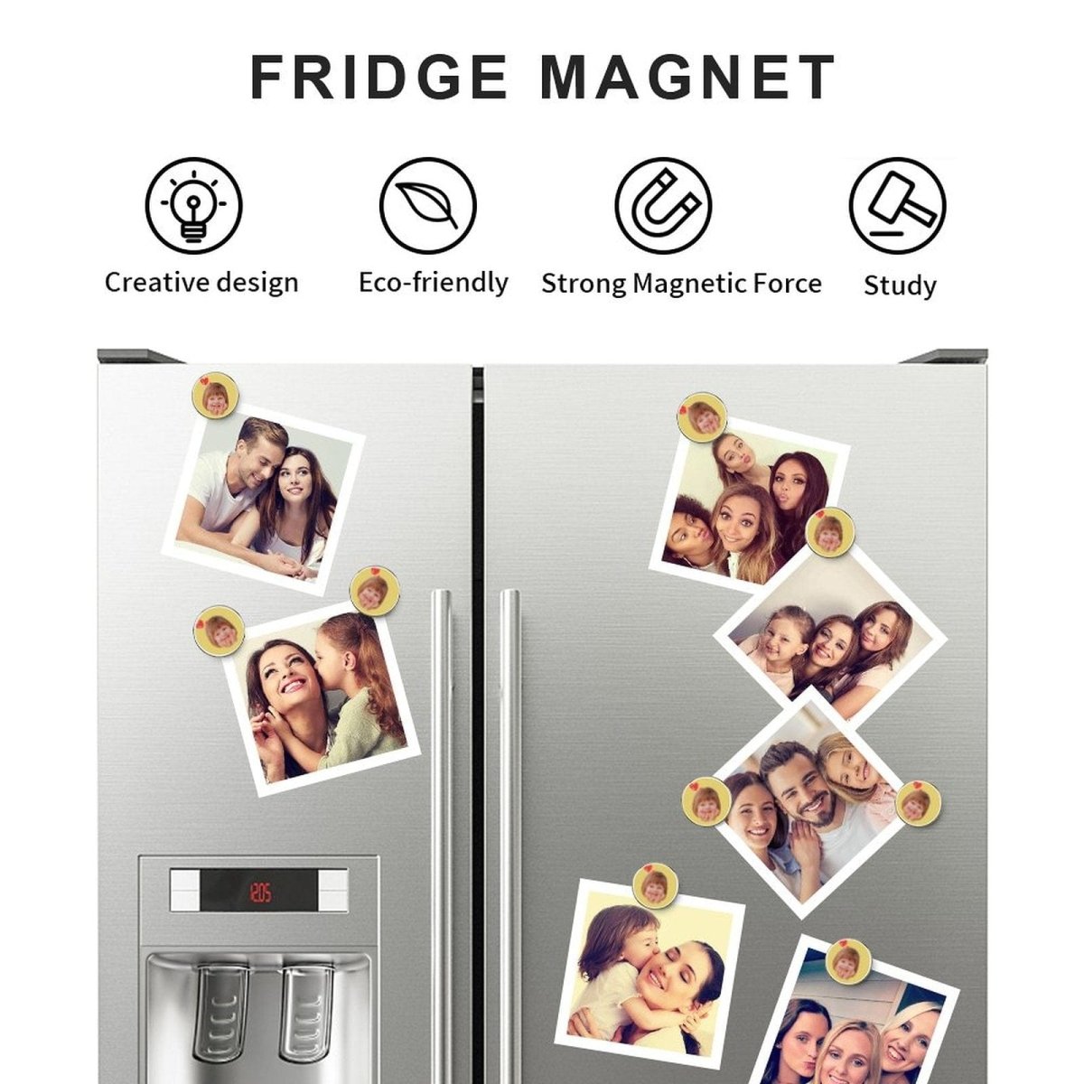 Custom Custom Face Heart Multicolor Refrigerator Magnetic and Glass Sticker Round Shape Waterproof Personalized Fridge Magnets Beautiful Decorative Home Kitchen Magnet - YesCustom