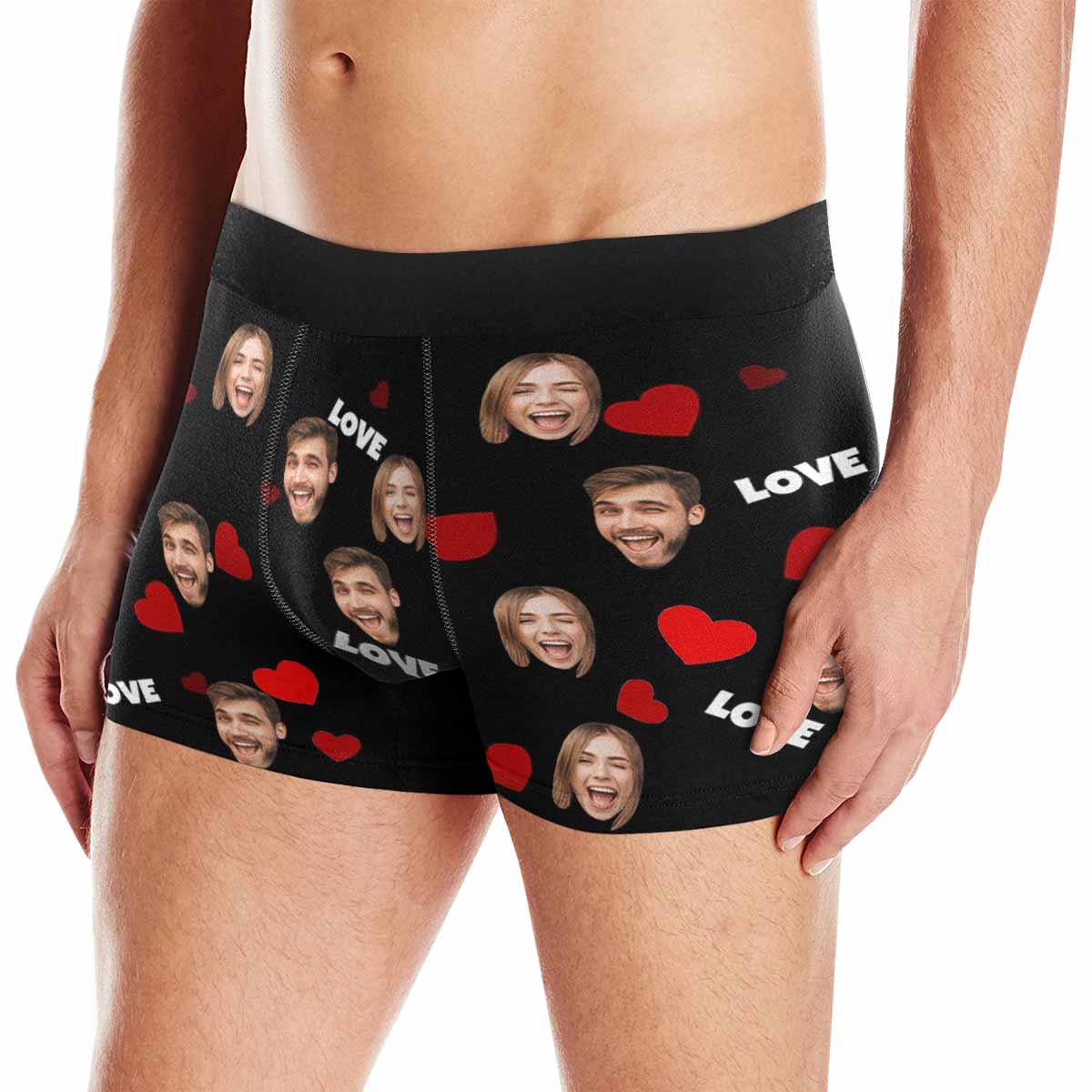 Custom Custom Face Heart Women's Classic Thong&Men's Boxer Briefs Personalized Underwear For Couple Valentine's Day Gift - YesCustom