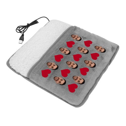 Custom Custom Face Hearts Electric Heating Pad Foot Warmer - YesCustom