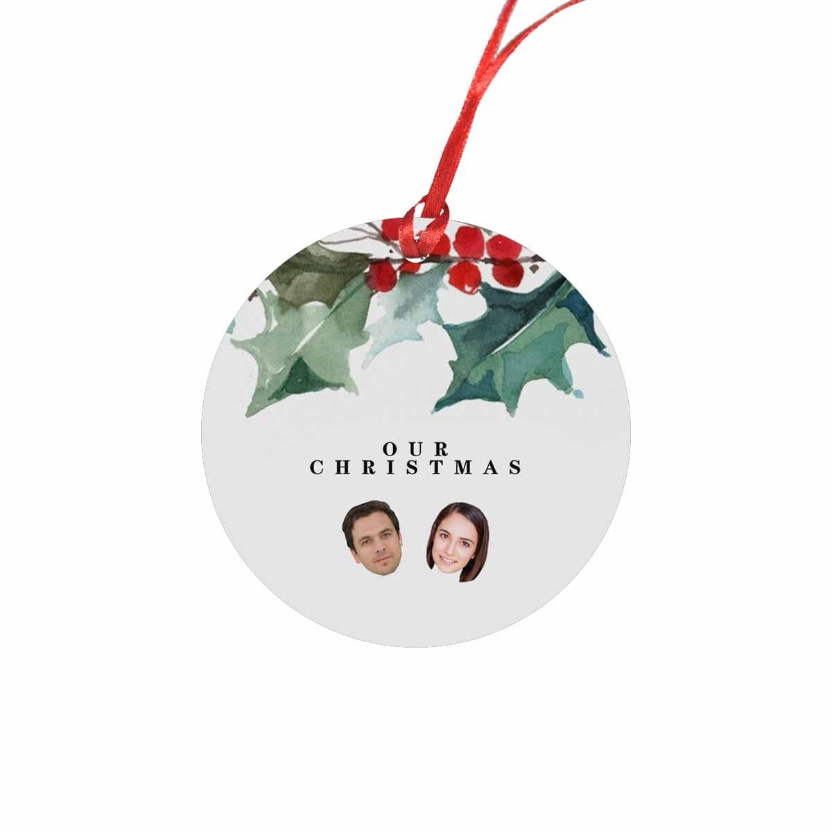 Custom Custom Face Holly Wedding Circle Ornament - YesCustom