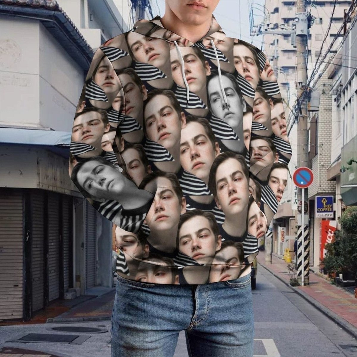Custom Custom Face Hoodie Jump Color Gray Unisex Large Size Design Your Own Hoodie Personalized Big Seamless Face Loose Hoodie Top Outfits - YesCustom