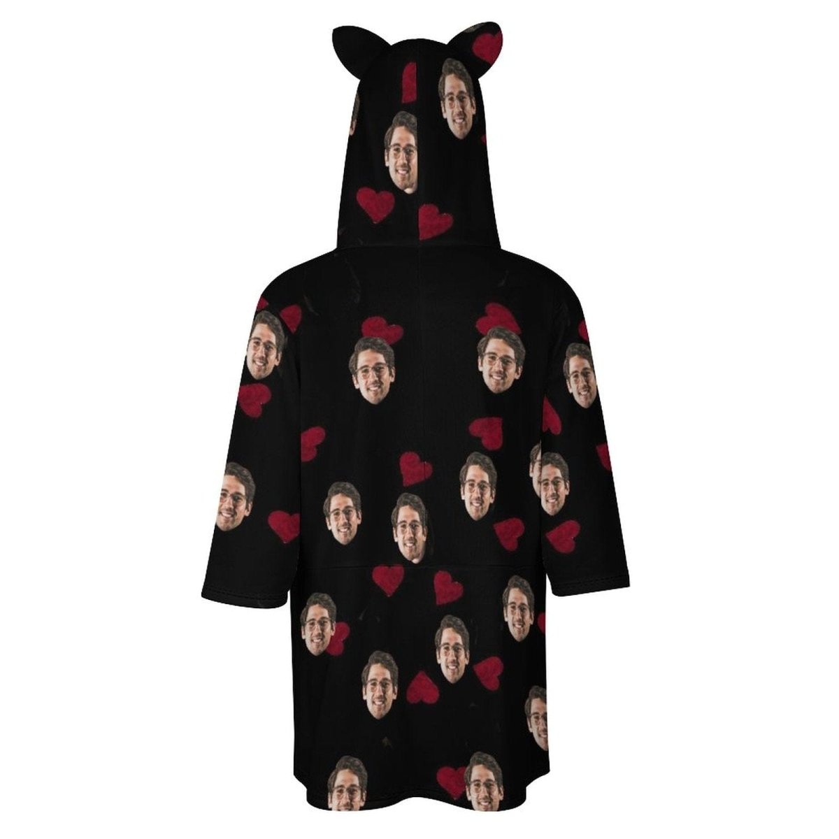 Custom Custom Face Hoodie Love Heart Three Hoodies Quarter Sleeve Cool Hoodie Designs Women's Cat Ear Hooded Pullover - YesCustom