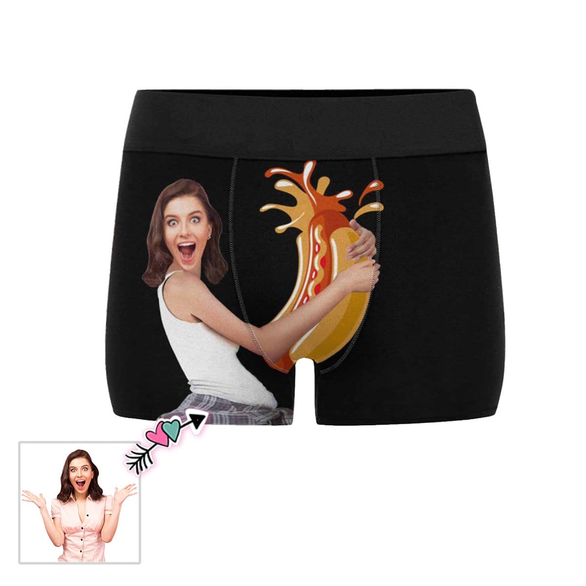 Custom Custom Face Hot Dog Men's Print Boxer Briefs Design Your Own Custom Underwear Unique Design Gift - YesCustom