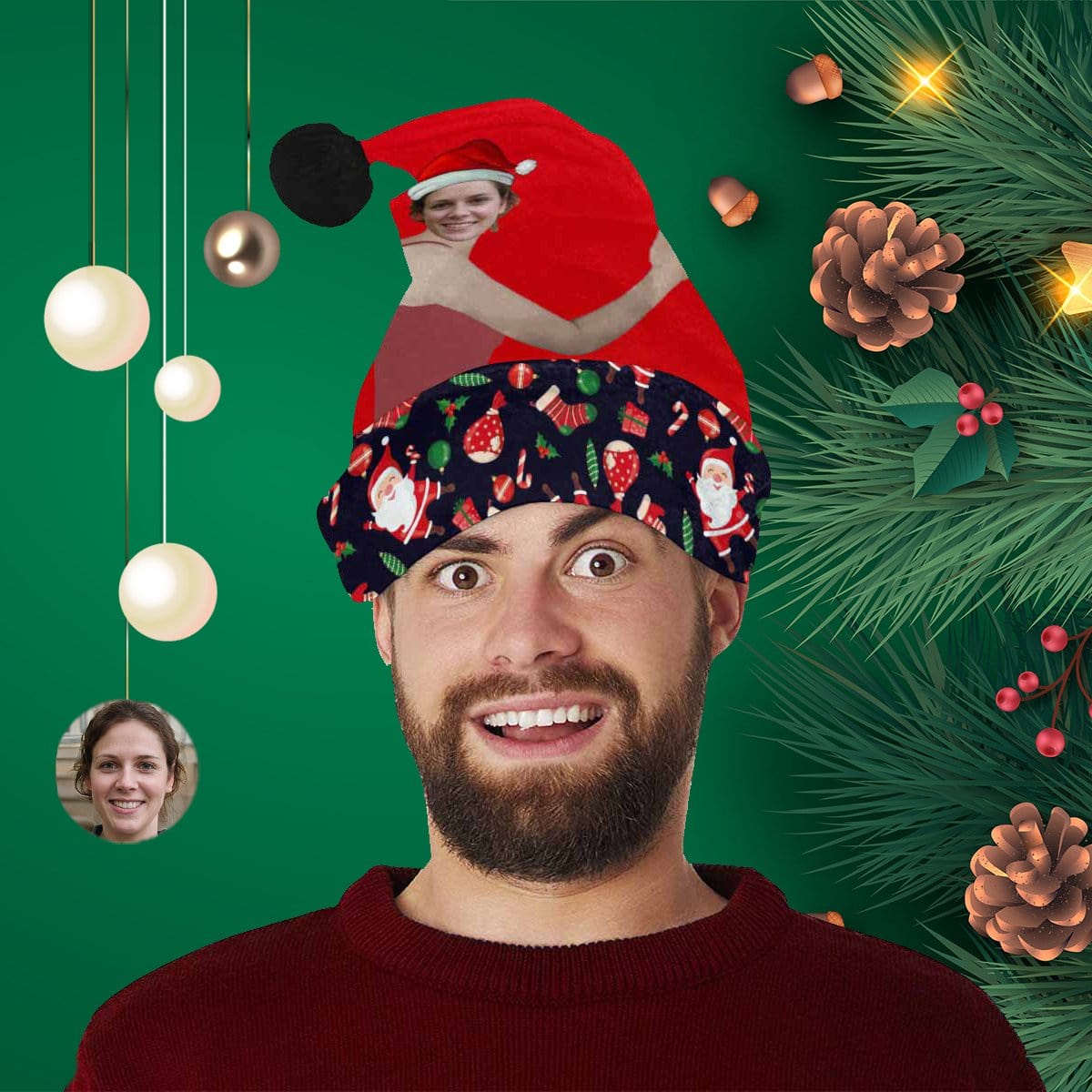 Custom Custom Face Hug Christmas Santa Hat - YesCustom