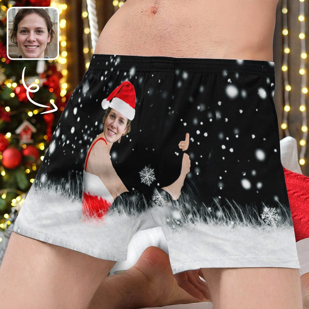 Custom Custom Face Hug Funny Christmas Boxer Shorts Pure Cotton Shorts for Men - YesCustom